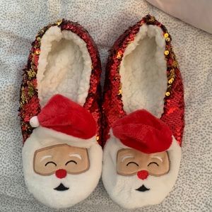Sequin Santa slippers